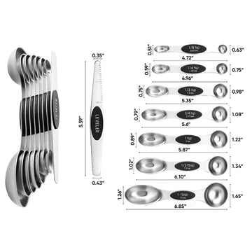 7-Piece: Double Sided Stackable Magnetic Measuring Spoons Set with Leveler